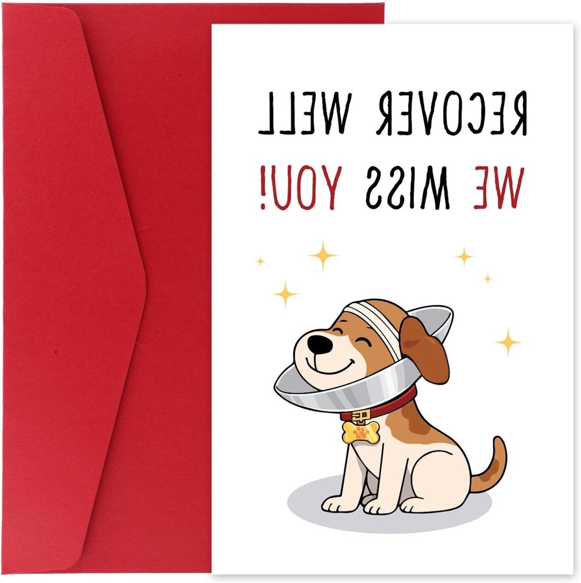 Grappige Beterschap Kaart - Hondenkaart Herstel - Beterschap Wensen - Met Honden Design - 20.5x13.5cm - Gekleurd