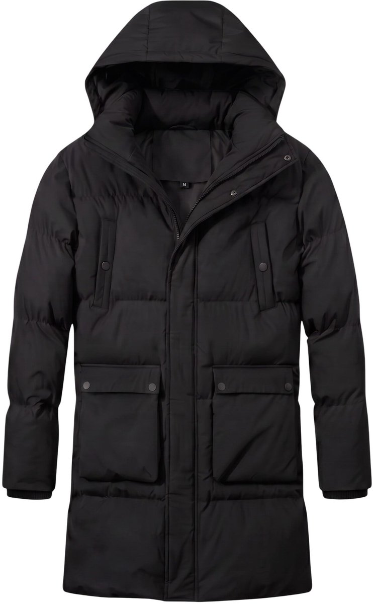 Lange Puffer Jas Heren - Heren Jas Winter - LF3361 - Zwart - Maat XXL