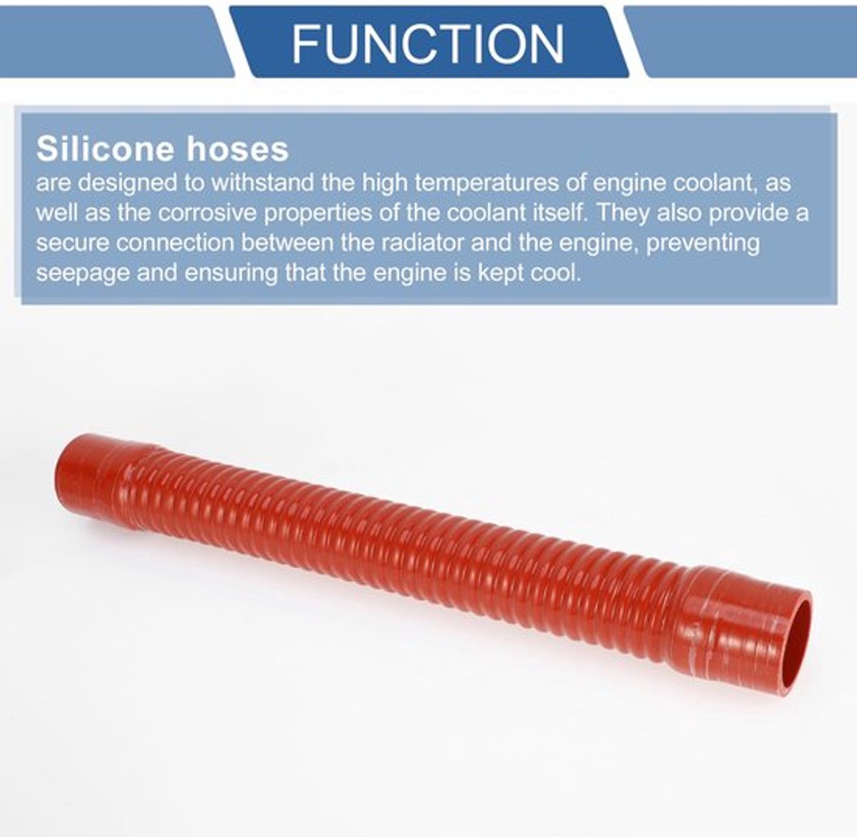 Koelvloeistofslang 48 mm - Siliconen - Rood - 500 mm - Meerlaags geweven stof - Temperatuur tot 300 °C - Siliconenslang