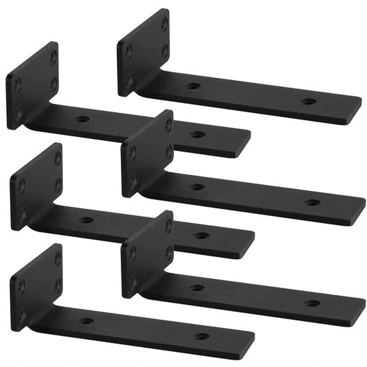 Plankdragers Zwart - 6 Stuks - Wandmontage - Zwaarlaststeun - Onzichtbare Steunen - Industrieel Ijzer - 20cm - Planksteunen
