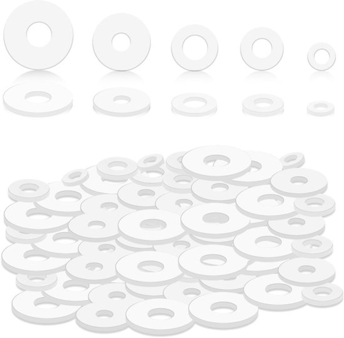 Sluitringen 120 Stuks - Rubber - Platte Sluitring - Heavy Duty - 12/18/20/25/30 mm - Hoogwaardig Rubbermateriaal - Rubberen Washers