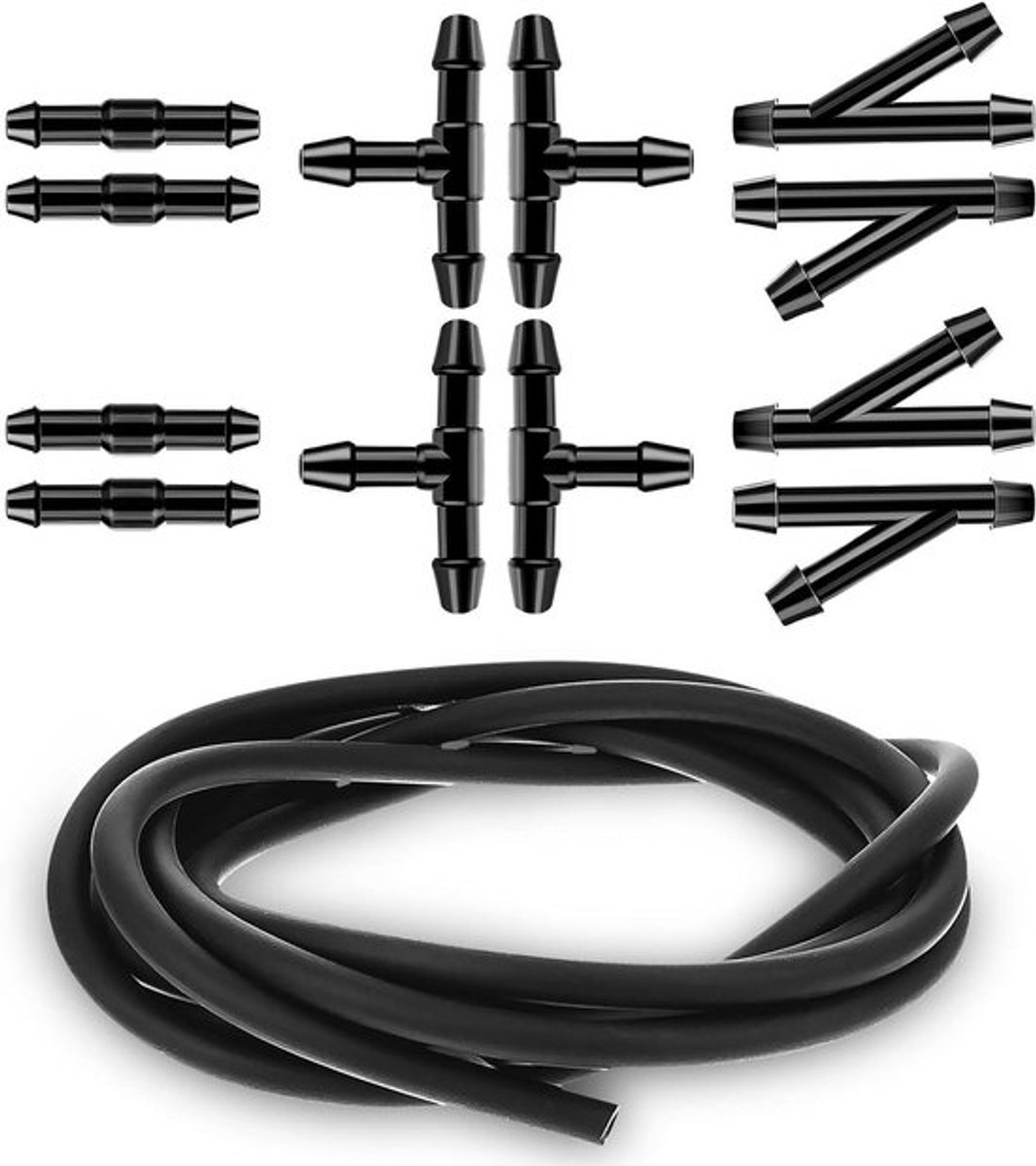 Universele slangset voor ruitensproeiers | 2x 1m slang met 12x 2-weg + 3-weg connector | Reparatieset voor autoslangen