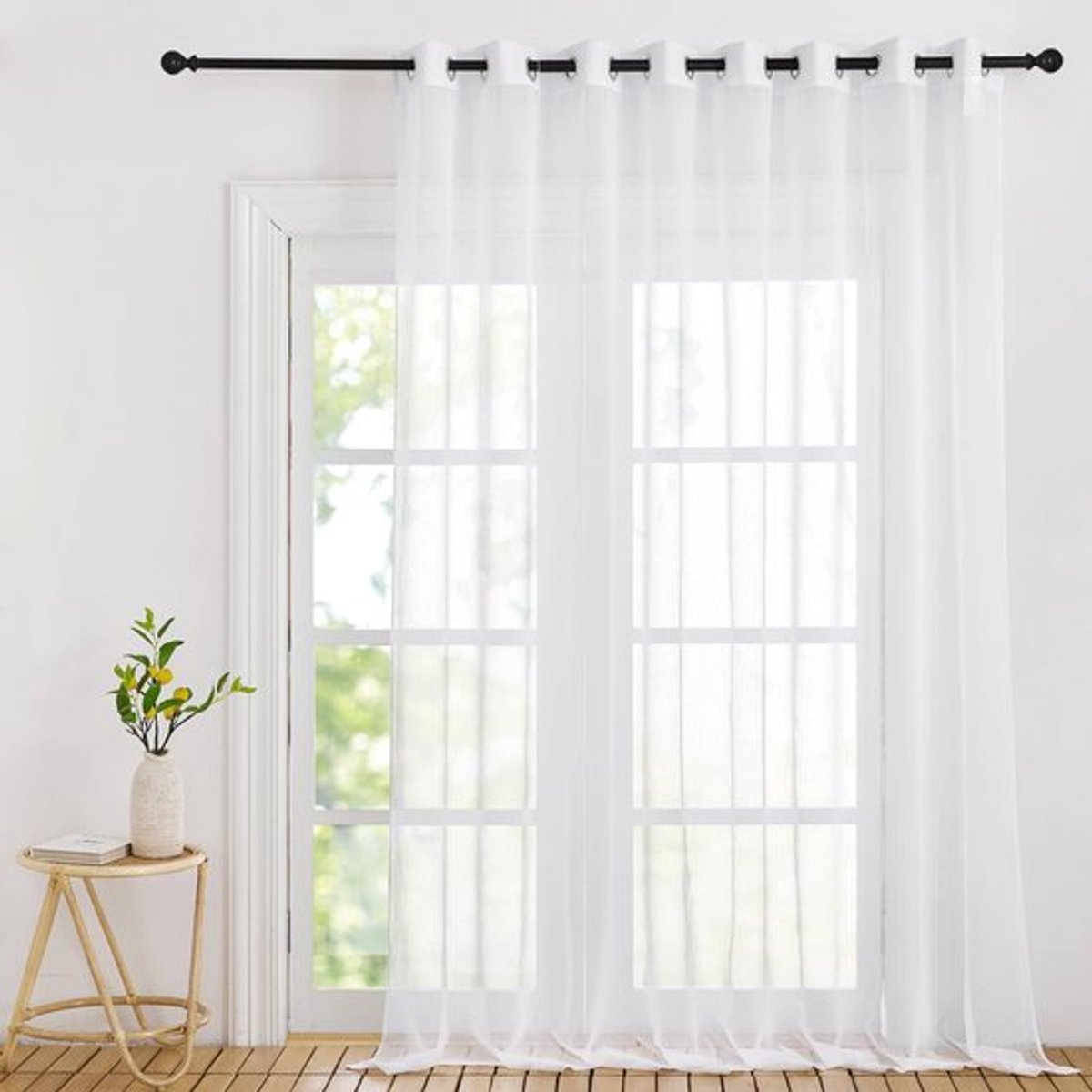 Raamgordijnen Kant en Klaar - Vitragegordijnen - 140 cm Breed - 175 cm Hoog - Metalen Ogen - Lichtdoorlatend Linnen - Vitrage