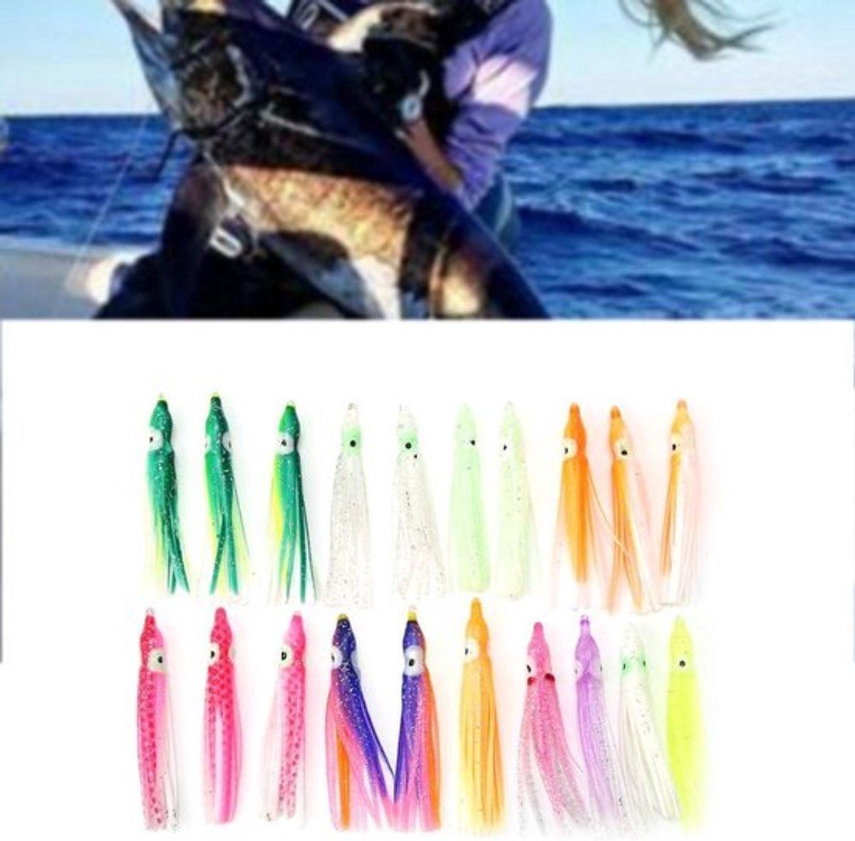 Kunstmatige zachte octopus rokken - Trollen zoutwater aas - Vissen accessoires - Geschikt voor zeevissen - 20 stuks - Roze Inktviskunstaas (9 cm)