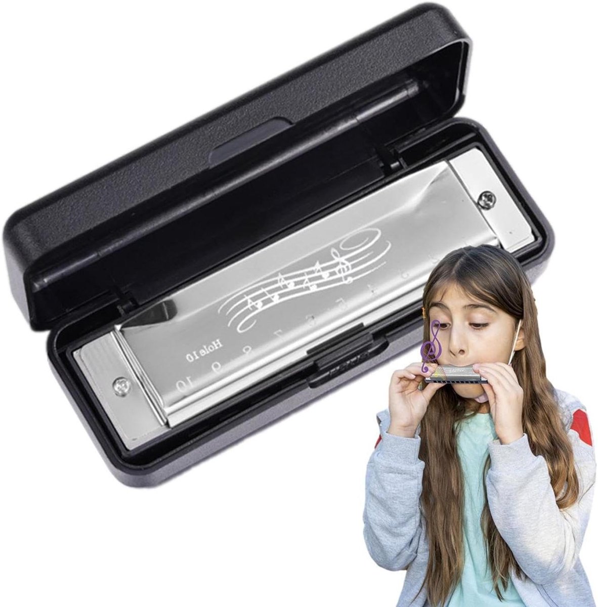 Mondharmonica voor kinderen - Harp Harmonica - Muziek Leren - Onschadelijk Materiaal - 10-gaats - Blauw