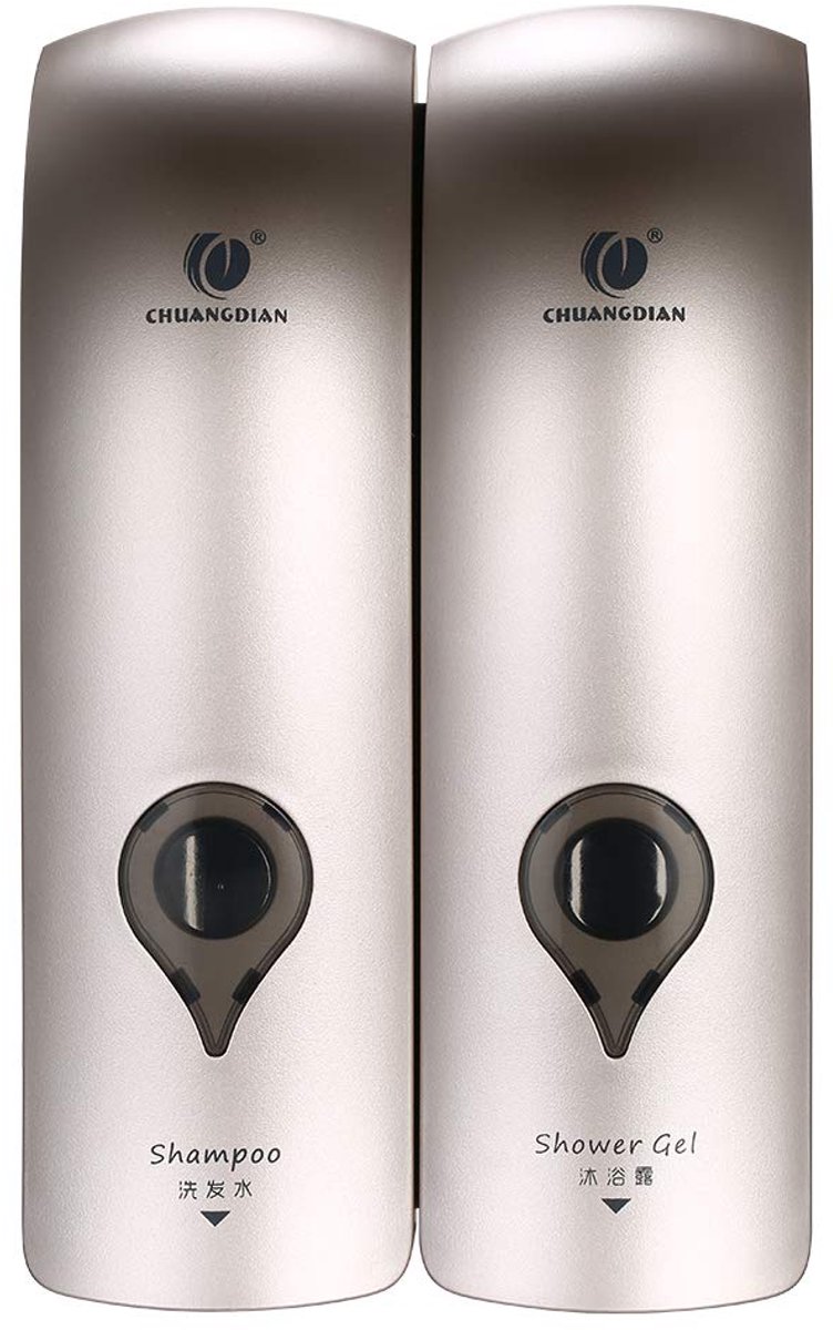 SnelShoppen - 2 x 300 ml Zeepdispenser Wandmontage - Douche, Shampoo, Lotion - Ruimtebesparend voor Badkamer, Keuken, Hotel - Modern Design