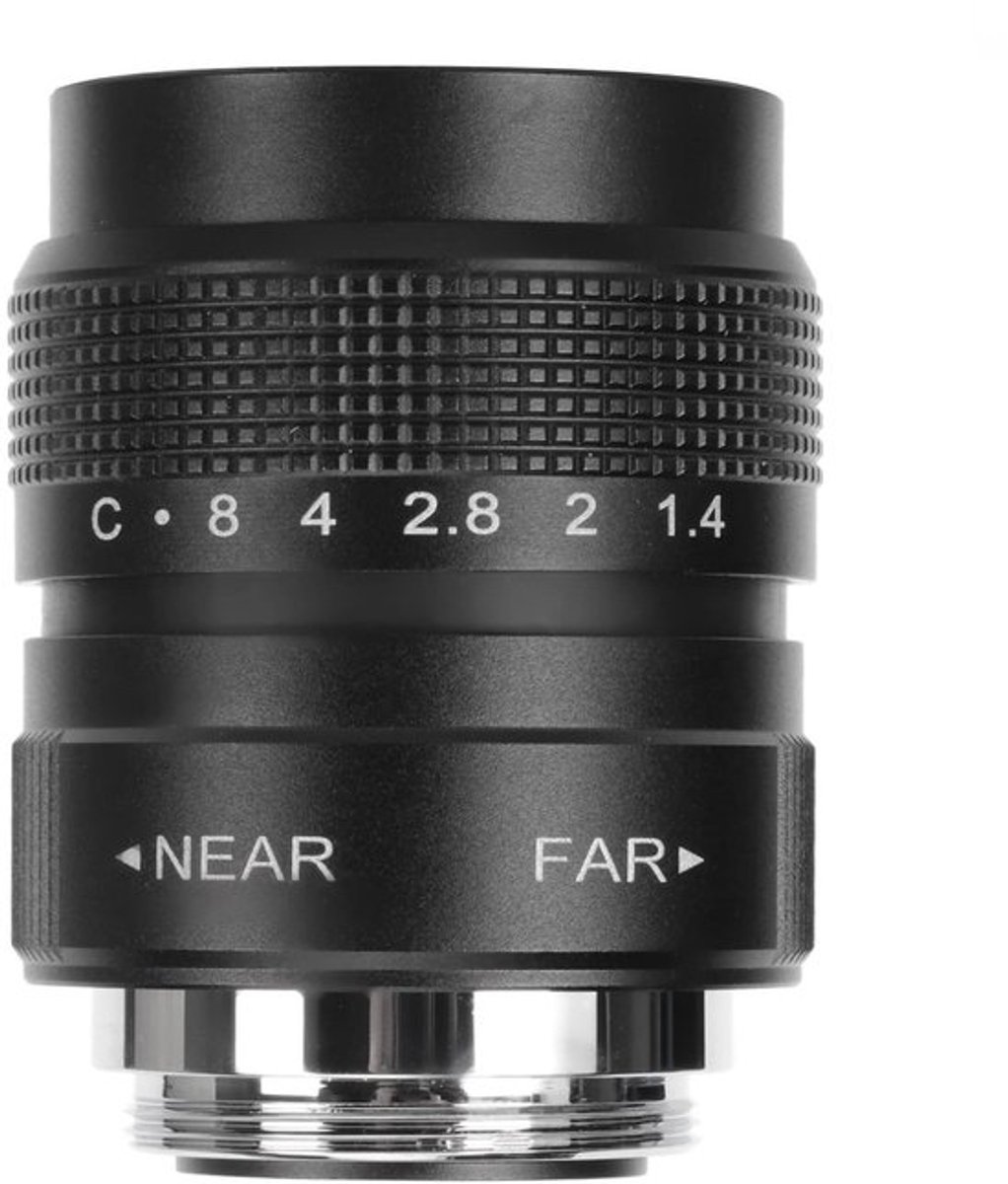 CCTV-lens 25 mm F1.4 - C-bevestiging - Handmatige Diafragma- en Scherpstelling - Kijkhoek 19,6 - Aluminium/Glas - Geschikt voor Camera's - Filmlens