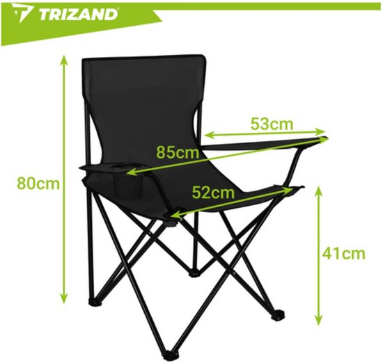 Trizand Zwarte Vissersstoel - 80 x 44 x 80 cm - Draagbaar en Stevig van Trizand — afbeelding 2