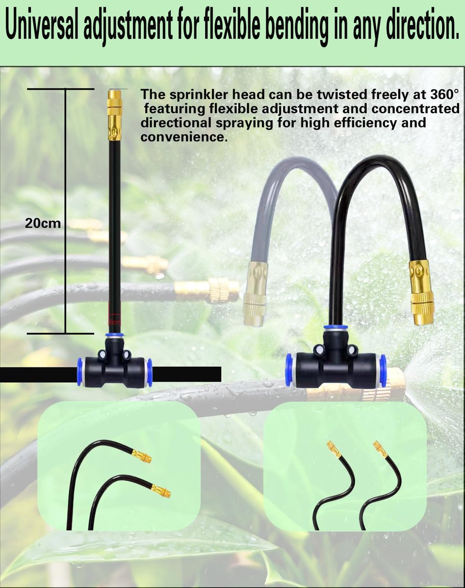 SnelShoppen - Druppelirrigatiesysteem 360° Verstelbare Tuinsproeier - Automatisch Tuinbewateringssysteem voor Potplanten - Hoogrendement Mistsproeikop
