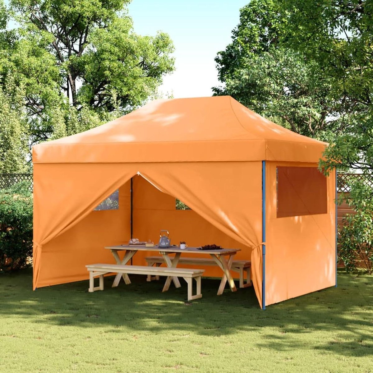 Opvouwbare Partytent - Pop-up Paviljoen - Buitenfeesten Organiseren - Waterdicht UV-beschermend - 4 Oranje Muren - Oranje