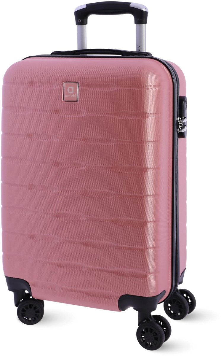 SnelShoppen - AMICHI Reiskoffer Cabinekoffer Trolley 55x40x20 cm Mokka Robuust met 4 360° Wielen en Hangslot Geschikt voor Ryanair Vliegtuig Bagage