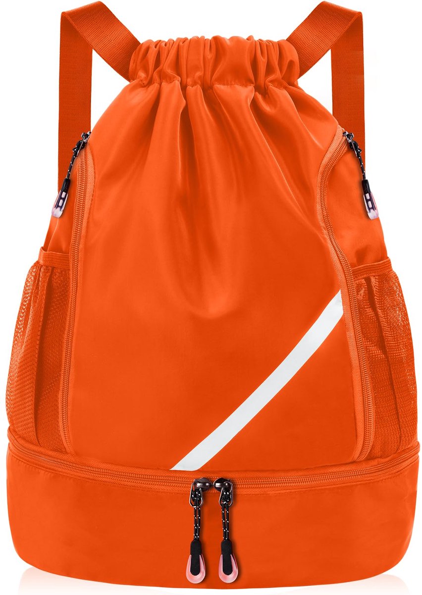 flintronic Rugzak met trekkoord, waterdichte sportrugzak, grote sporttas met schoenenvak en gaaszakken voor waterfles, voor sport, school, strandvakantie, zwemmen, reizen