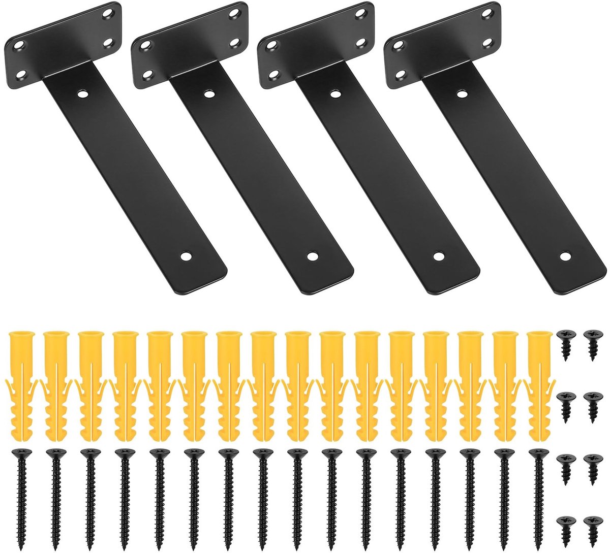 Dailygoods- Plankhouder Zwart - Inklapbare Plankdrager - Plankdrager Metaal - Onzichtbare Plankdrager - Zwaarlasthoek - Hoogwaardig Ijzer 200 mm