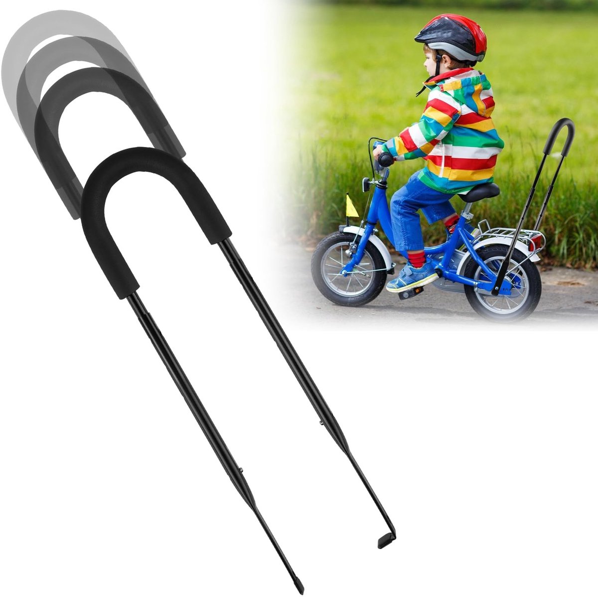 Dailygoods - Fietstrainingsgreep - Duwstang voor kinderfiets - Antislip - Universele fietsstang - Fiets leren duwstang - Geschikt voor kinderen - Deel...