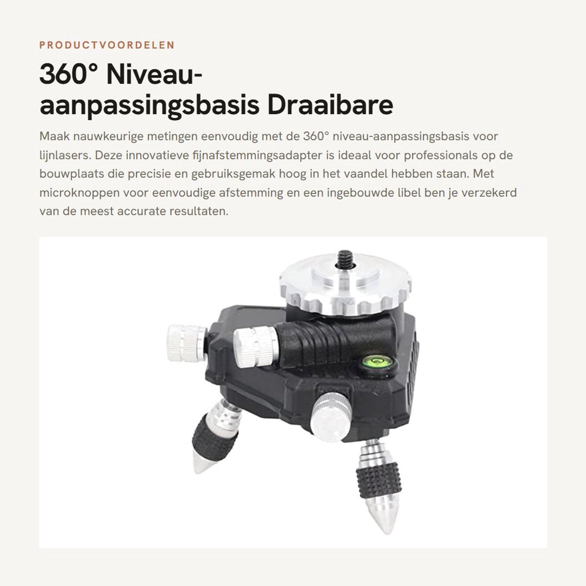 Dailygoods - 360° Niveau-aanpassingsbasis - Draaibare Fijnafstemmingsadapter - Hoog draagvermogen - Ideaal voor lijnlaser - Precisie metingen - Geschi...