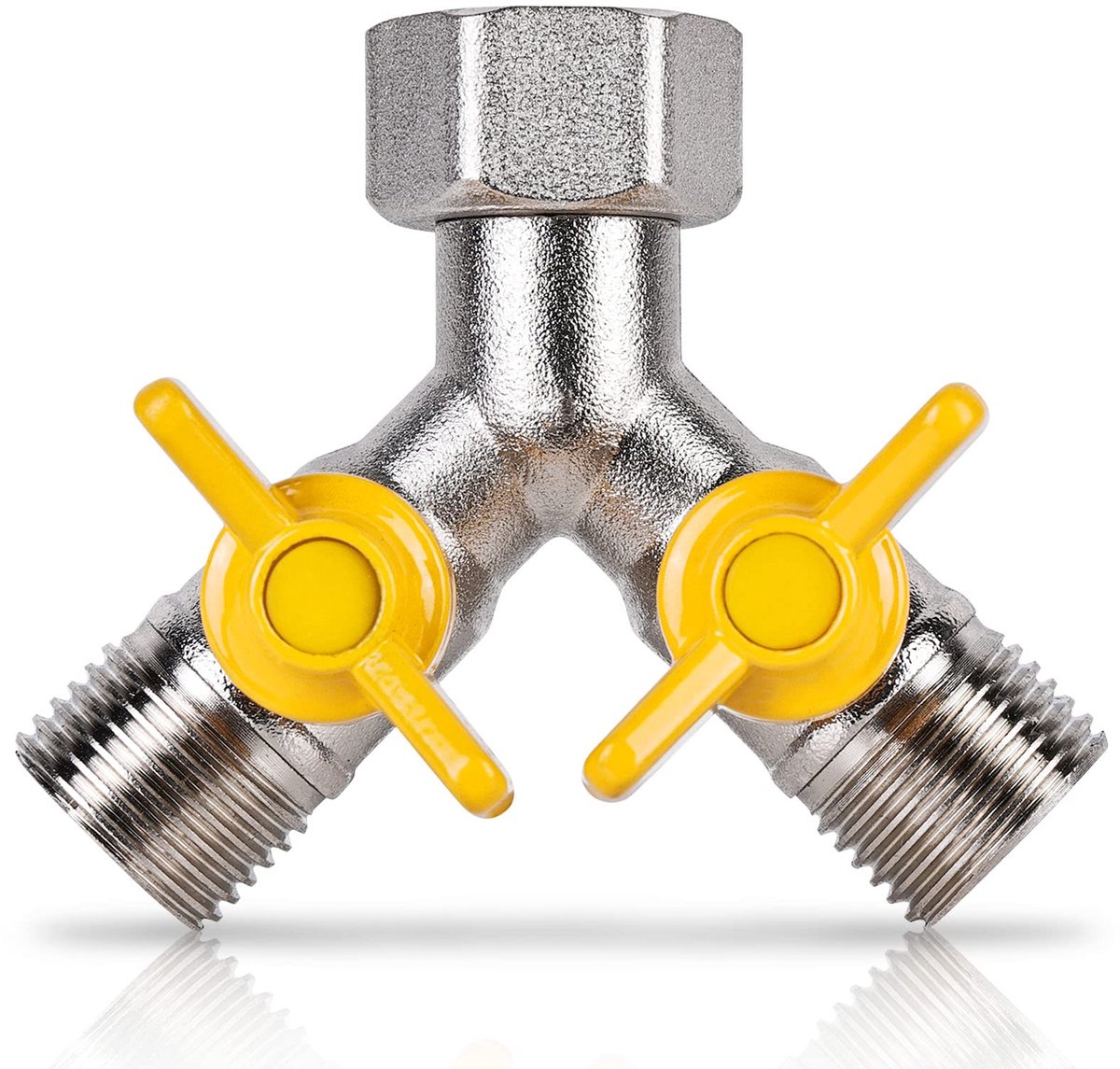 2-weg Y-verdeler klep waterverdeler 1/2 inch, Y-verdeler schakelklep messing waterverdeler, 2-gangs met onafhankelijke afsluitkleppen, aftapkraan voor wasmachine tuinslang