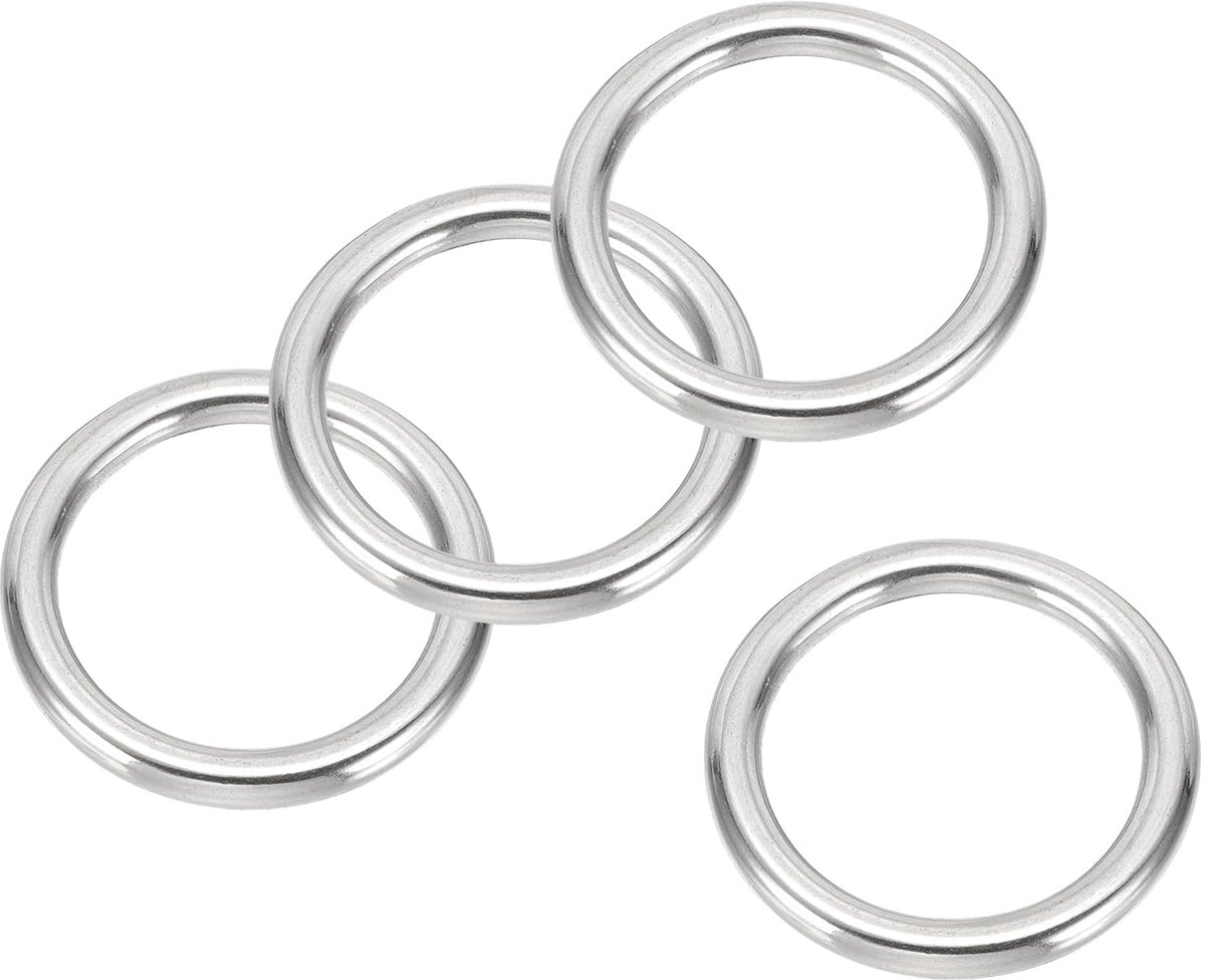 Roestvrijstalen O-ringen - Metaalringen Rond Hout - Klusjes Buiten - Naadloos Gepolijst - 5 x 35mm - Zilverkleurig