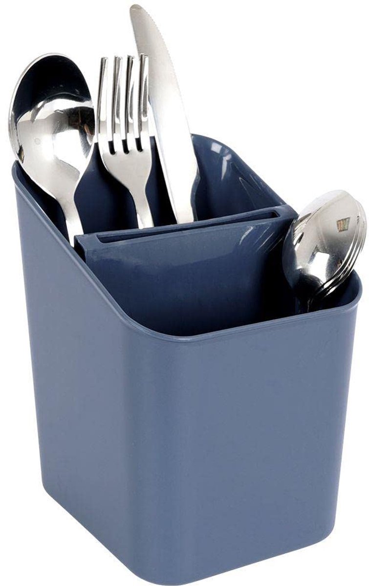Organizer afdruipmand voor bestek keukengerei grijs 14 x 11 x 16 cm