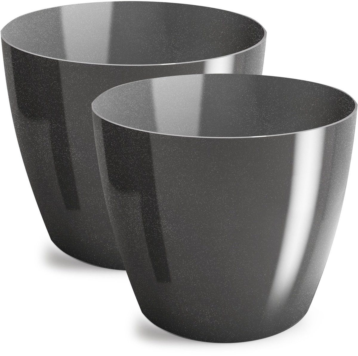 bloempot, plantenbak van decoratieve overpot kunststof Grote en kleine planten, set van 2 bloempotten, kruidentop, (2-pack) Grafiet, ø 9,5 cm
