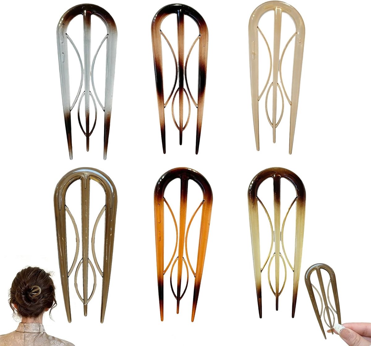Haarspelden – Grote Franse Haaraccessoires met Hars – Dubbele Inzet voor Stevige Haarstyling – Elegant en Klassiek voor Feest, Bruiloft of Dagelijks Gebruik – 10x3,76 cm