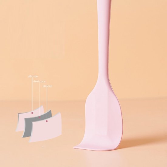 Spatel, anti-aanbaklaag, siliconen kooklepel, spatel, keuken, hittebestendige deegschraper, keukenhulp, keukenhulpje voor koken, bakken en roeren (roze) — afbeelding 3