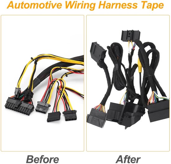 Isolatietape, zwart, weefseltape, weefseltape voor auto, autobedrading, industriële zelfklevende tape voor zicht-, auto-, motor- en kabels — afbeelding 3