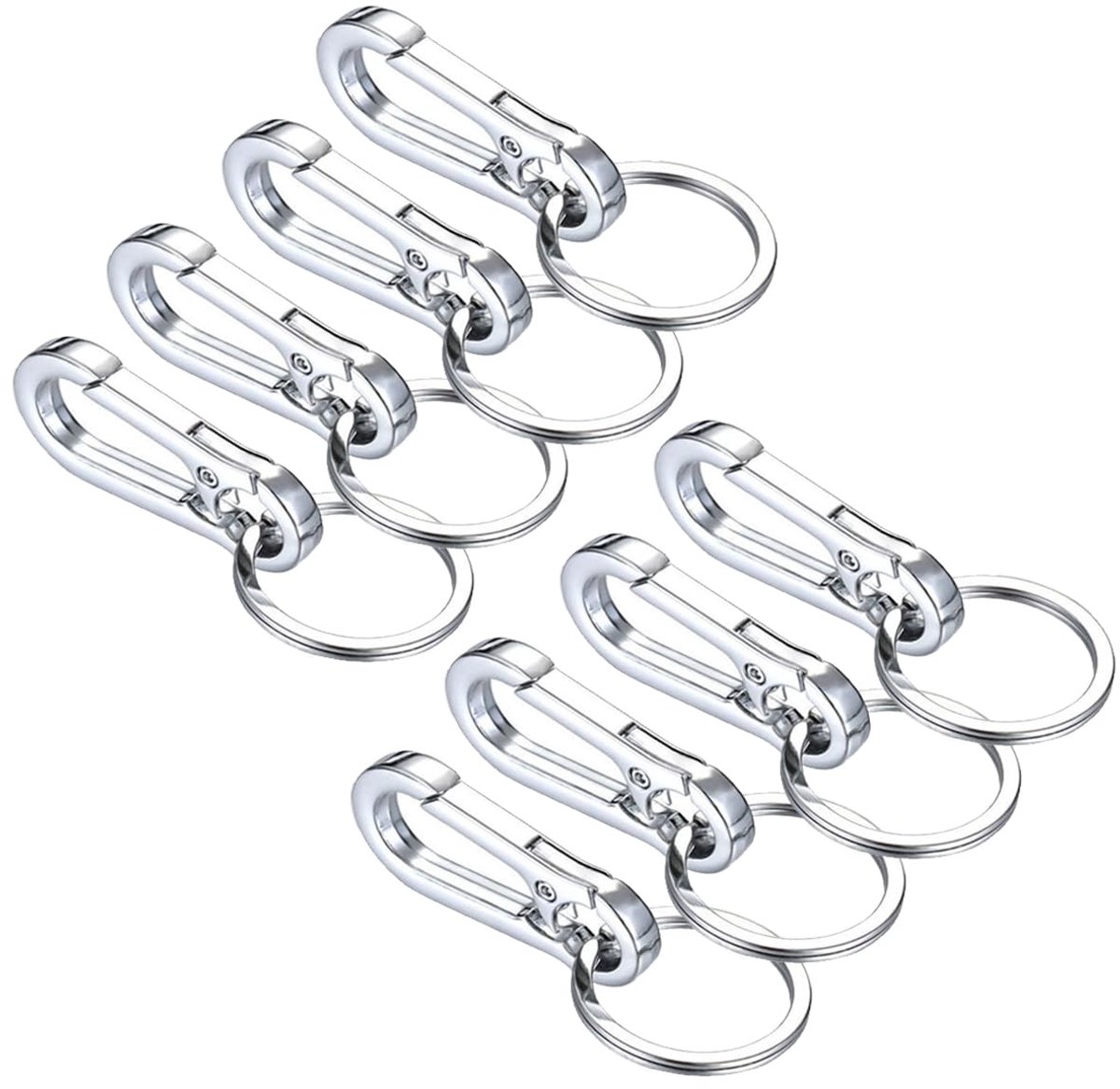 Karabijnhaak, sleutelhanger, sleutelhanger met karabijnhaak van metaal, voor heren en dames, autosleutelhanger, karabijnhaak, sleutelhanger, 8 stuks