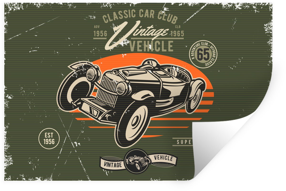 Muurstickers - Sticker Folie - Vintage - Oldtimer - Auto - 30x20 cm - Plakfolie - Muurstic