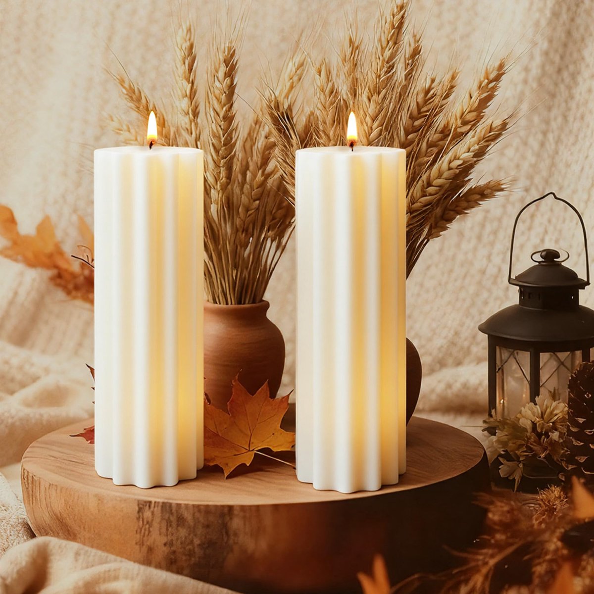Kaarsen, grote kaarsenset, druppelvrij en rookvrij, 120 uur lange brandduur, geribbelde aromatherapiekaarsen als tafelkaarsen en noodkaarsen, cadeau voor vrouwen voor verjaardag