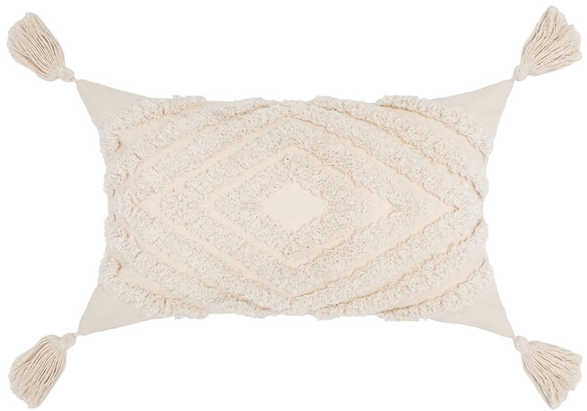 vierkante kussenslopen Lumbale kussenhoes Marokkaanse Boheemse Kwastje Tufted Lumbale Sierkussenslopen Streep Geweven Kussenslopen voor Bed Bank Woonkamer 30x50cm diamant