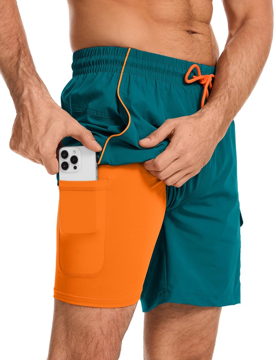 2-in-1 zwemshorts met compressie, sneldrogend, ademend, voor zwembad, meer, strand, vakantie en dagelijks gebruik
