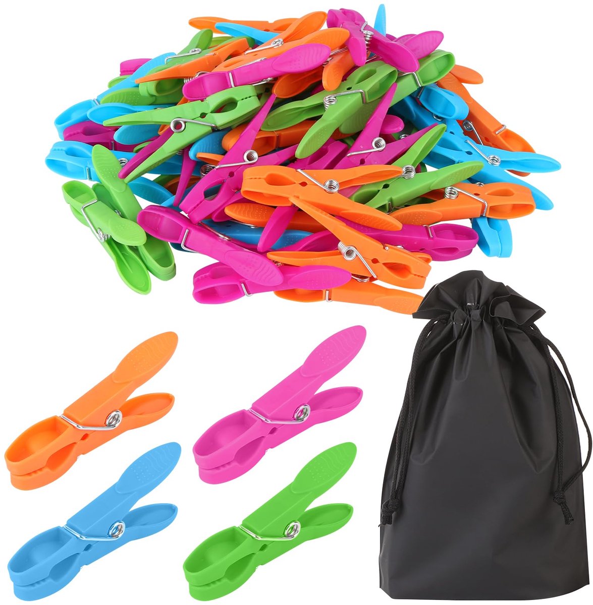 set van 60 stuks, kunststof, duurzame veren, extra sterk, winddicht, zacht voor clips, kleding, papier
