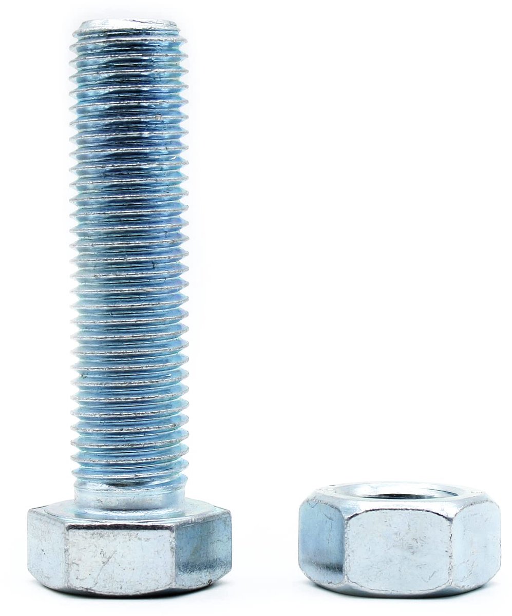 Bouten met Moeren | 8x60mm | PAKKET 30 | Zeskantschroef met moer in verzinkte afwerking | Houtschroeven, Huishoudelijk gebruik, Bouw, Industrieel...