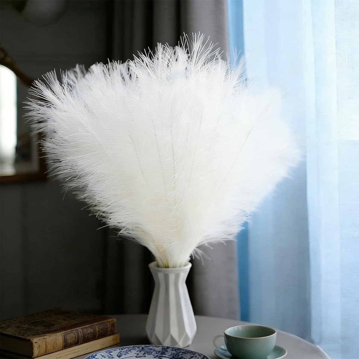30 Stuks Witte Pampasgras Kunstplanten van 55 cm - Decoratieve Droogbloemen voor Bruiloft, Woonkamer en Slaapkamer