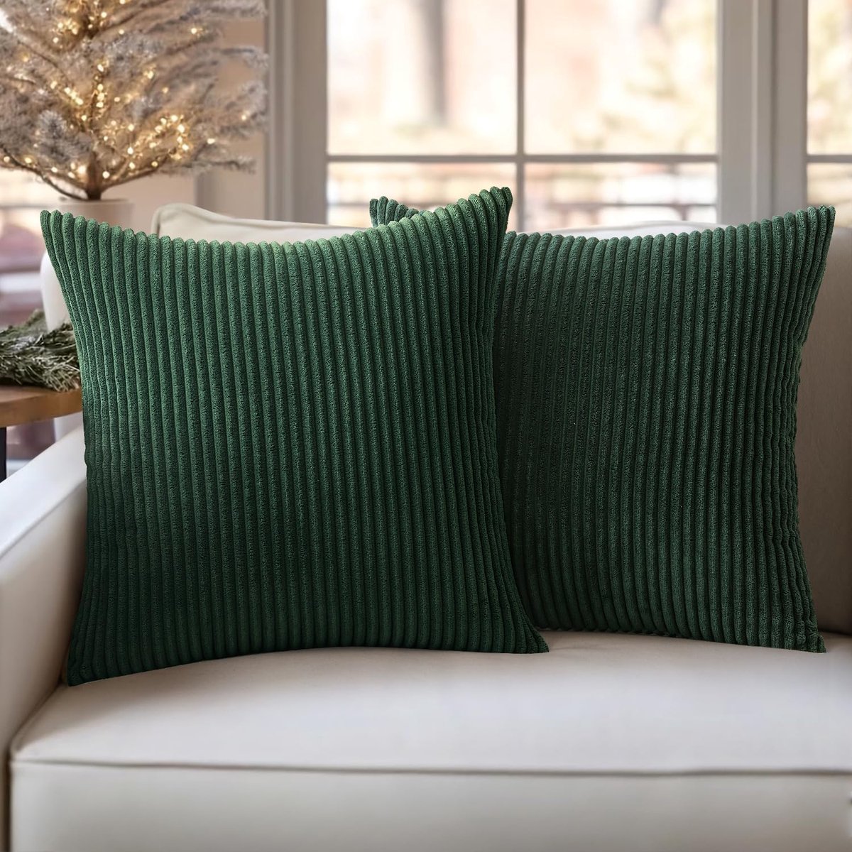 Decoratieve Kussenslopen Moderne Kussenslopen Zachte Comfortabele Duurzame Kussenhoezen voor Slaapkamer Sofa Bed 2 Stuks Donkergroen 40 x 40 cm