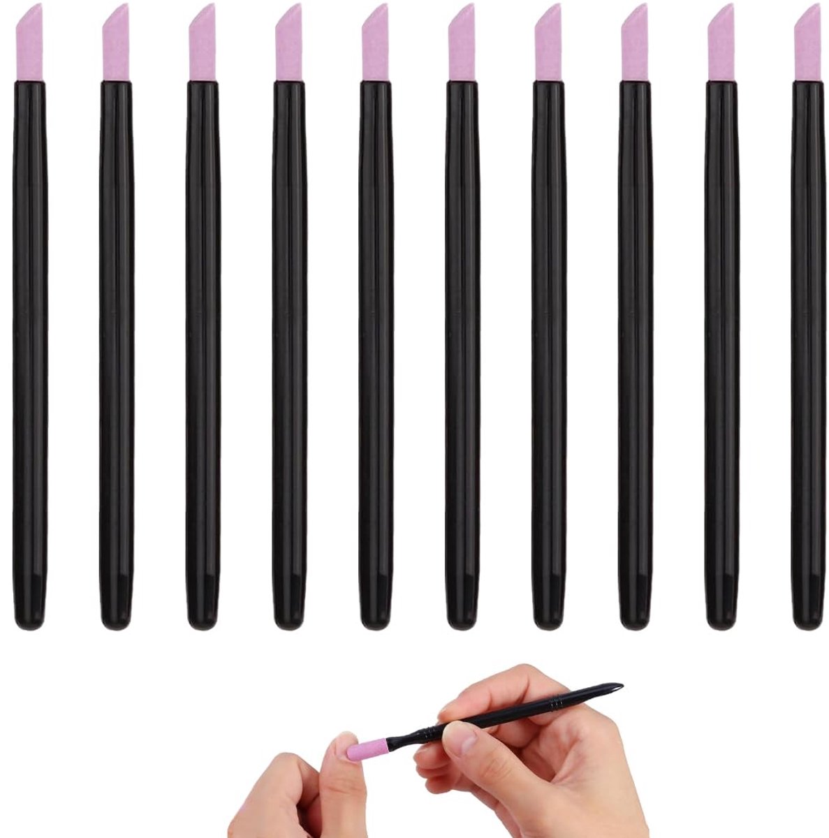 10 stuks nagelverzorgingsstaafjes, nagelriemvijl met dubbele kop, nagelvijl van puimsteen, nagelriemduwer, puimsteen, geschikt voor manicure, nagelverzorging