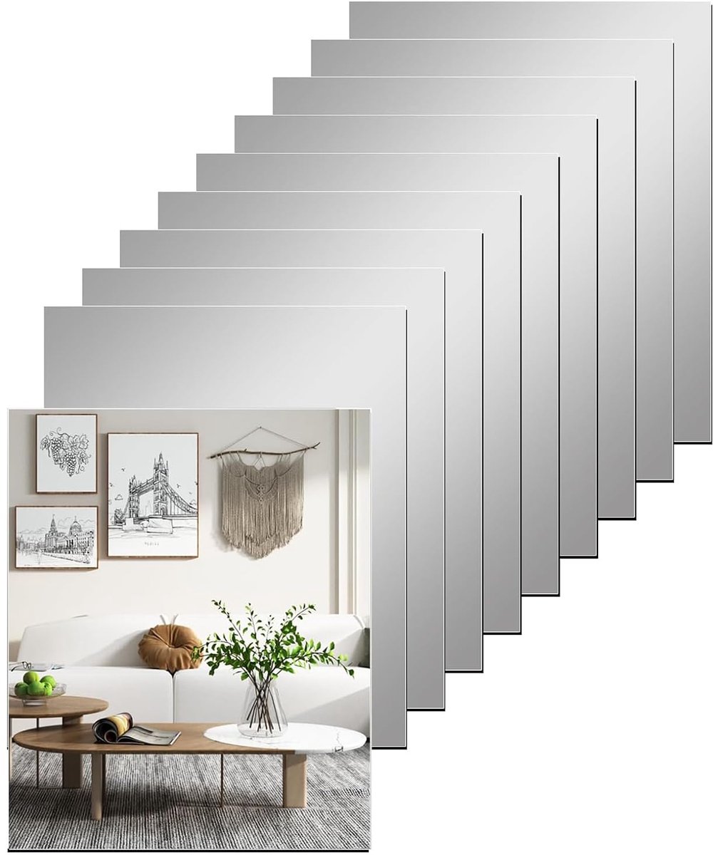 Zelfklevende Spiegeltegels - 10 Stuks Flexibele Acryl Wanddecoratie