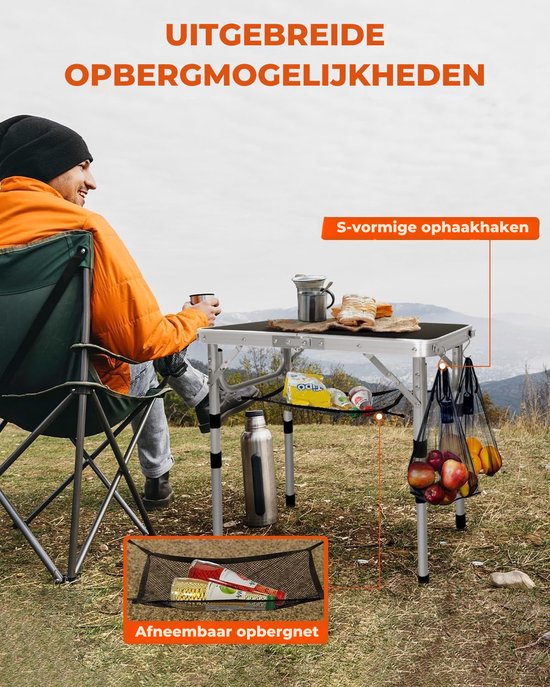 Camping Keukentafel Opvouwbaar - Draagbare Kooktafel met Opbergkast, Windscherm en Lamphouder - Outdoor Campingkast - Aluminium Campingtafel - Voor Kamperen en Barbecue van Camping — afbeelding 5