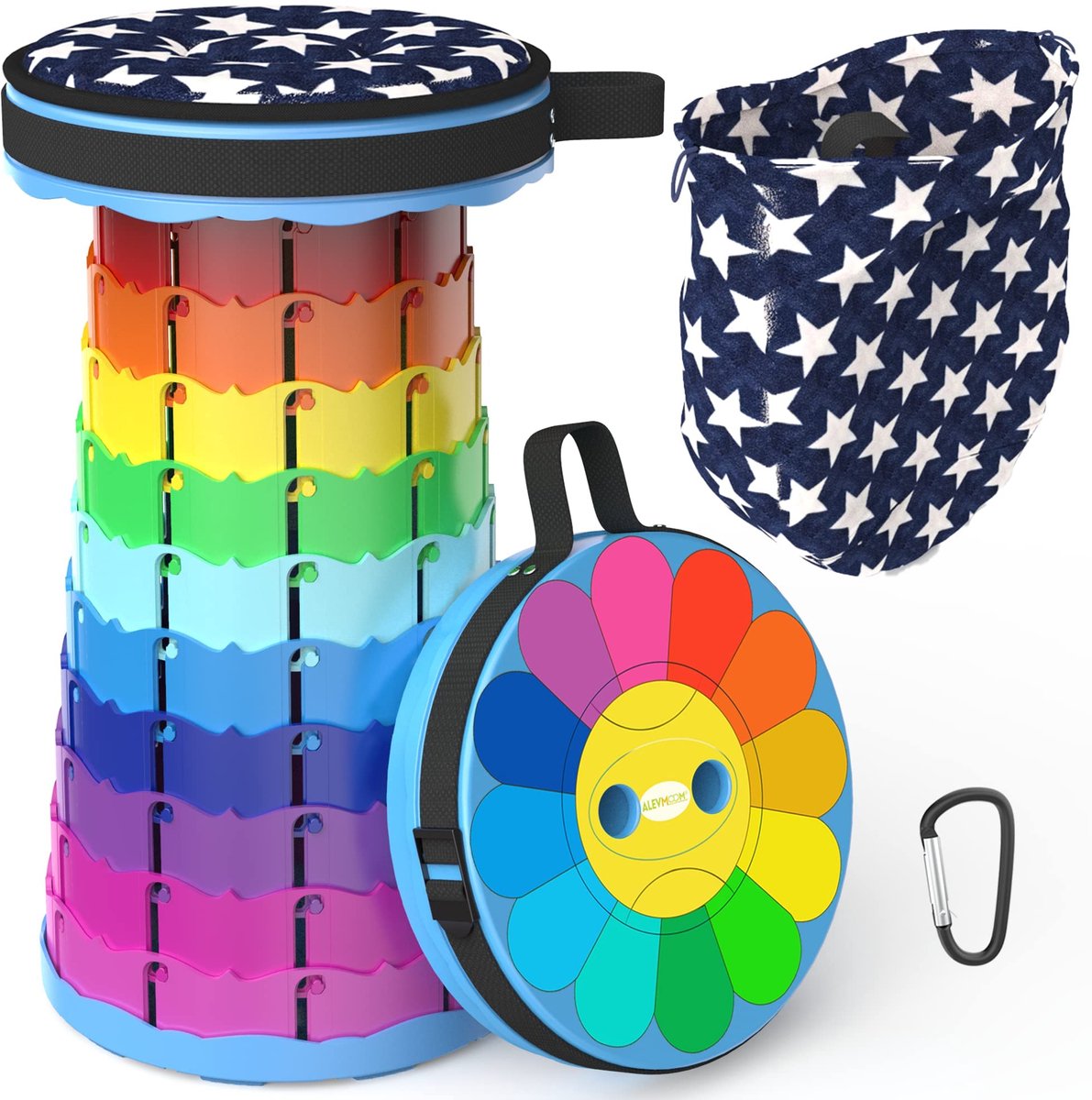 Telescopische Kruk Camping Krukken Lichtgewicht Opvouwbare Kruk voor Wandelen Vissen BBQ met Draagtas & Swivel Kussen Lading 420 lbs