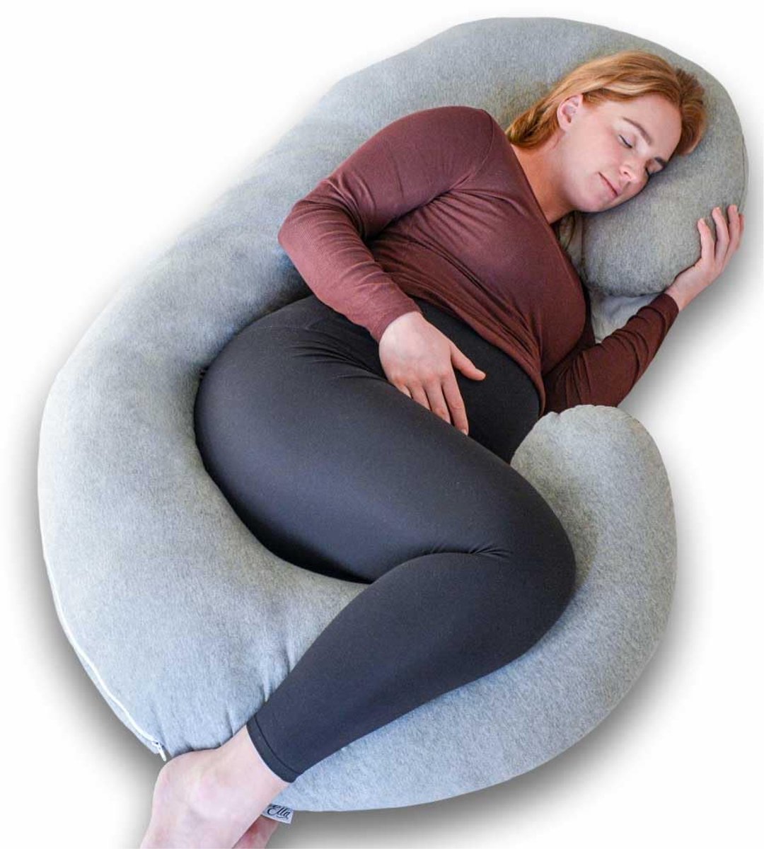 Zwangerschapskussen XXL C-vorm - Voedingskussen - Zijslaapkussen - Lichaamskussen - Body Pillow - Afneembare Jersey Katoenen Hoes - 150x70cm - Lichtgrijs