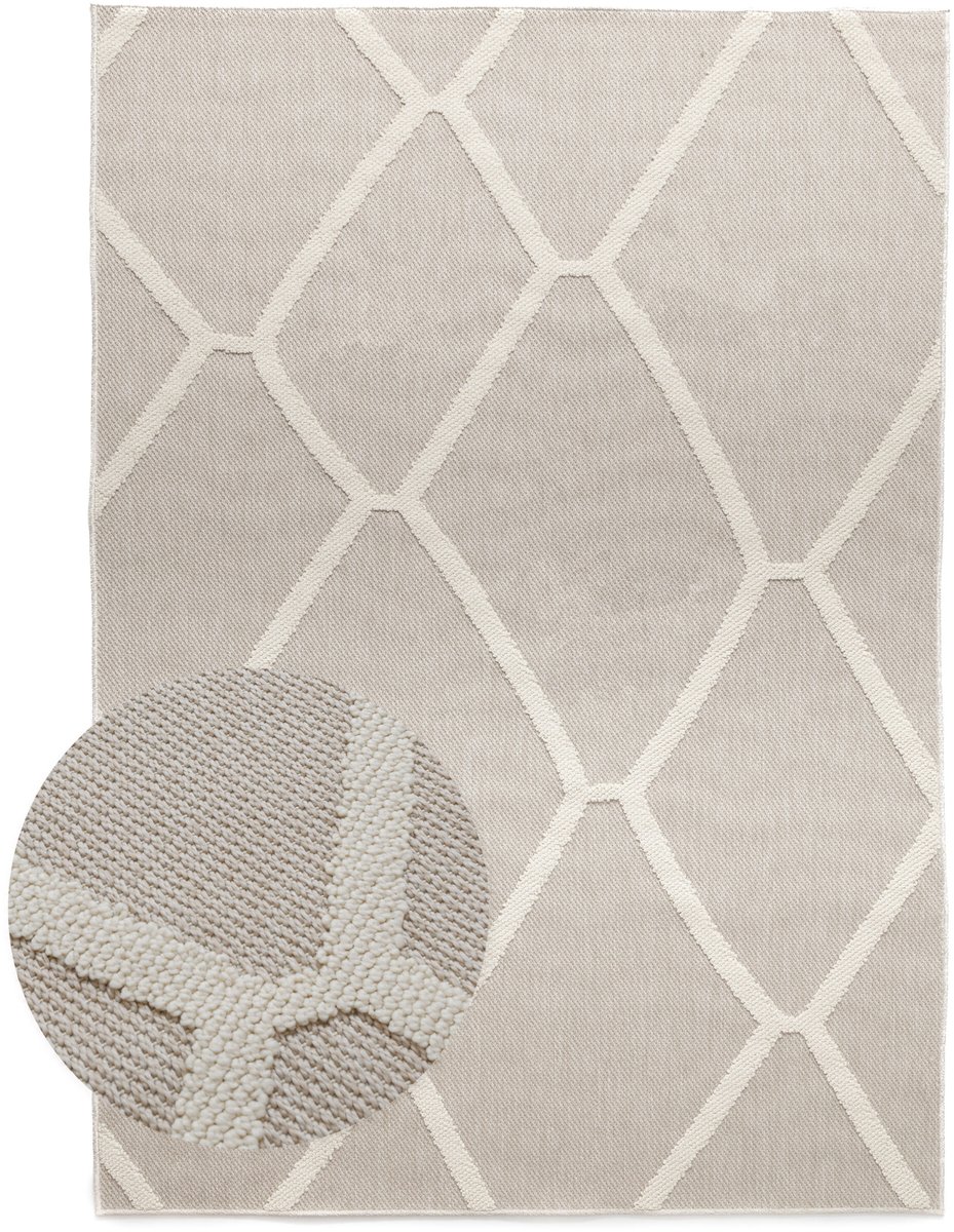 Jute buitenkleed - Dunor Nova naturel/wit 140x200 cm