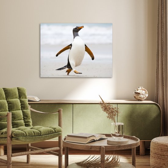 Pingouin court sur la plage 80x60 cm