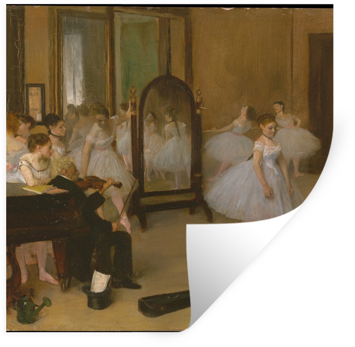 Muurstickers - Sticker Folie - The Dancing Class - Schilderij van Edgar Degas - 80x80 cm -