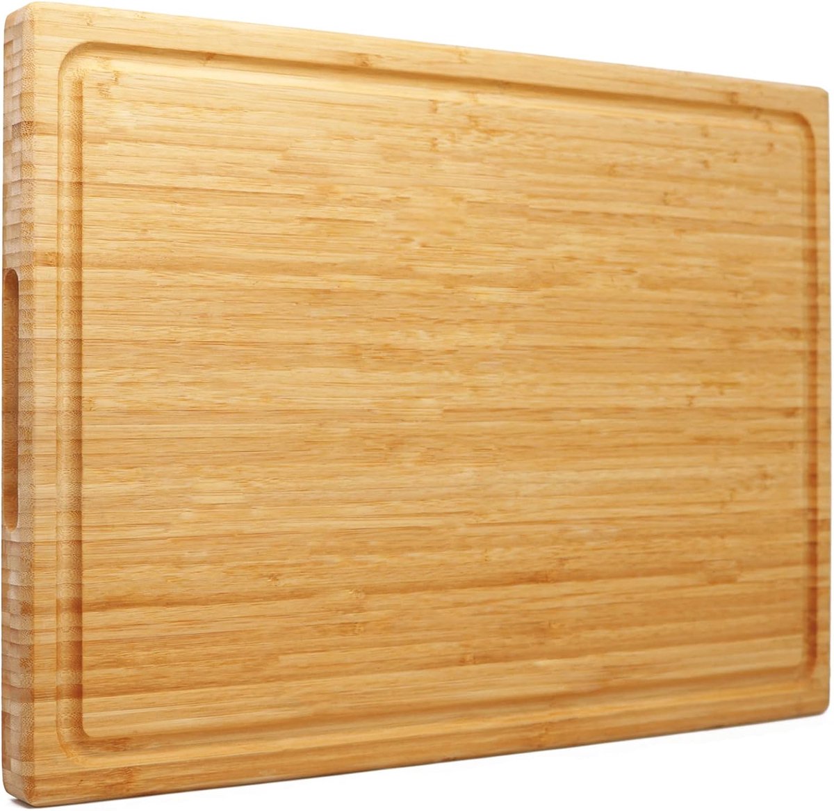 Grote XXXL Bamboe Snijplank 61x40 cm, grootste houten slagersblok voor kalkoen, vlees, groenten, barbecue, snijplank boven de gootsteen met handvat en sapgroef