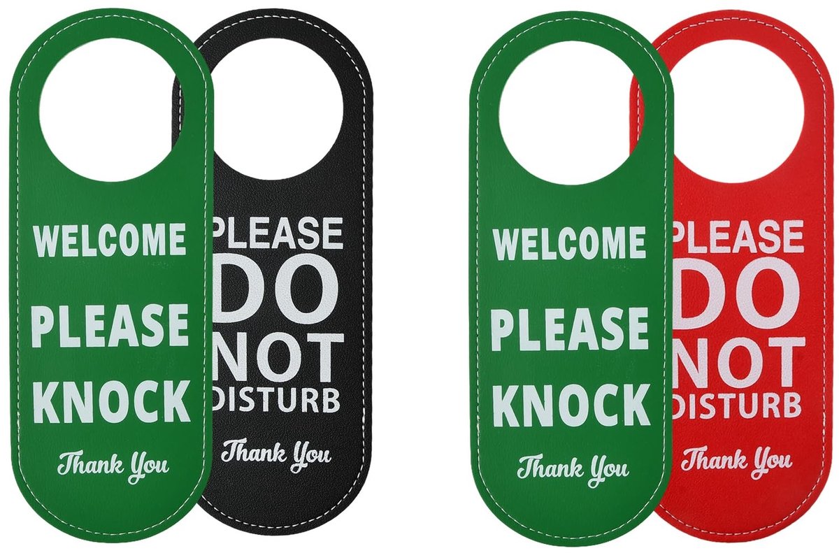 Dailygoods - Welcome-schild, Do Not Disturb hangende deurklink, Please Knock Bitte nicht storen, deurbordje van leer, dubbelzijdig hangende deurklink met opschrift, 2 stuks