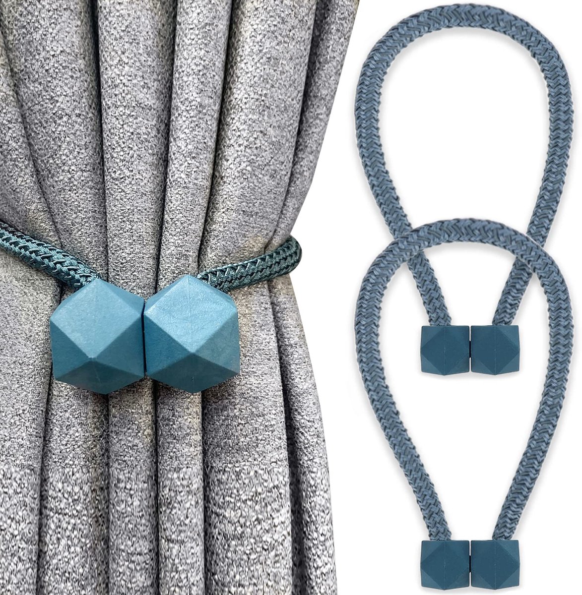 2 Pack Magnetische Gordijn Tiebacks Tie Backs Gordijnen Houders Venster Draperieën Decoratieve Accessoires Blackout Sheer Boerderij Douche Blauw