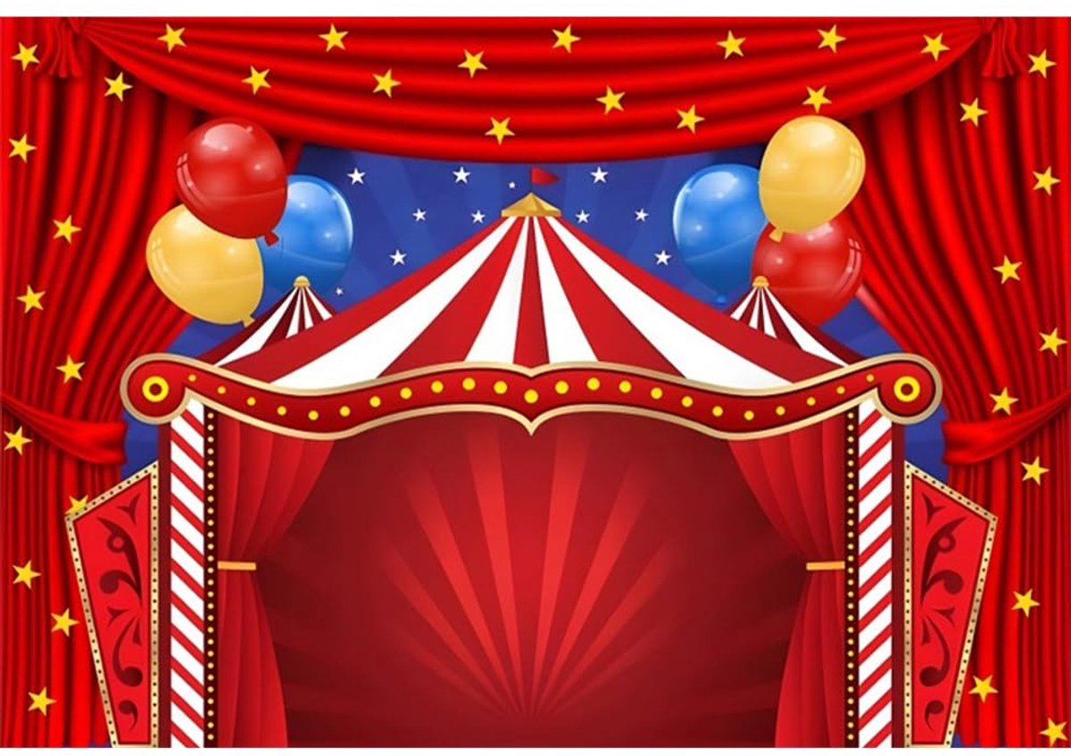 5x3ft Circus Carnaval Thema Achtergrond Rood Gordijn Sterren Verjaardagsfeest Fotografie Achtergrond Circus Tent Thema Party Achtergrond Pasgeboren Baby Shower Verjaardag Tafel Decoraties