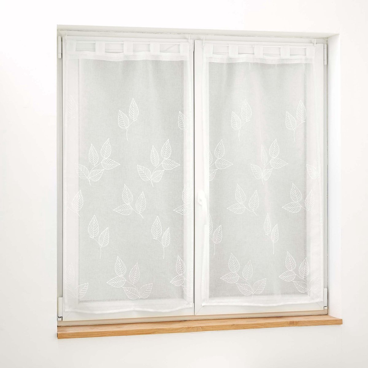 douceur d'intérieur, Paar rechts met lussen (2 x 60 x 90 cm) Berry Wit, Geborduurd gezandstraalde voile