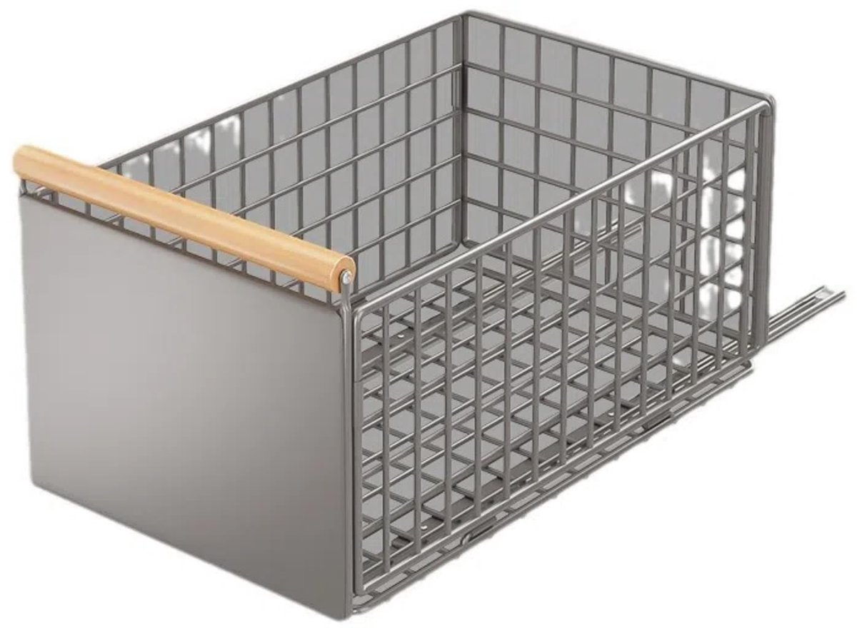 Telescopische lade voor keukenkasten, organizer zonder boren met houten handvat, glijrails en plakband, 39,5 x 23,5 x 19,5 cm, voor reinigingsmiddelen, pannen en specerijen