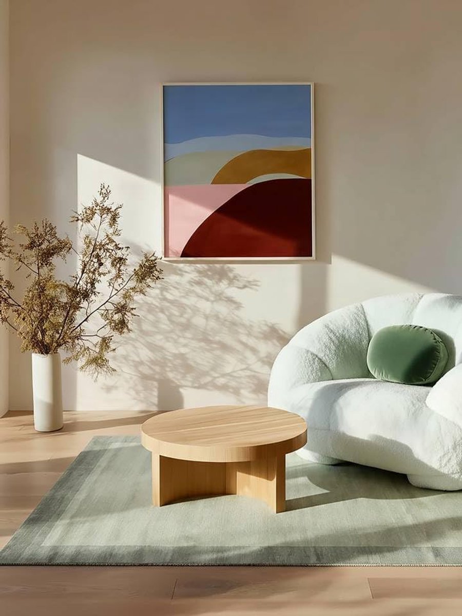 Handloom Frame, Vloerkleed, 160 x 230 cm, Rechthoekig, Middelpolig, Woonkamer, Eetkamer, Slaapkamer, Alleen chemisch reinigen, Care & Fair gecertificeerd, Grijs/Groen